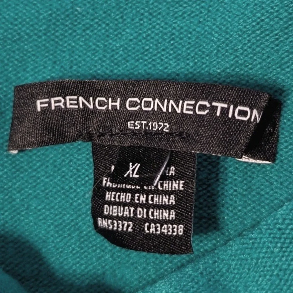 French Connection Mock Turtleneck Green Ribbed Knit Sweater XL Pullover 78XZJ